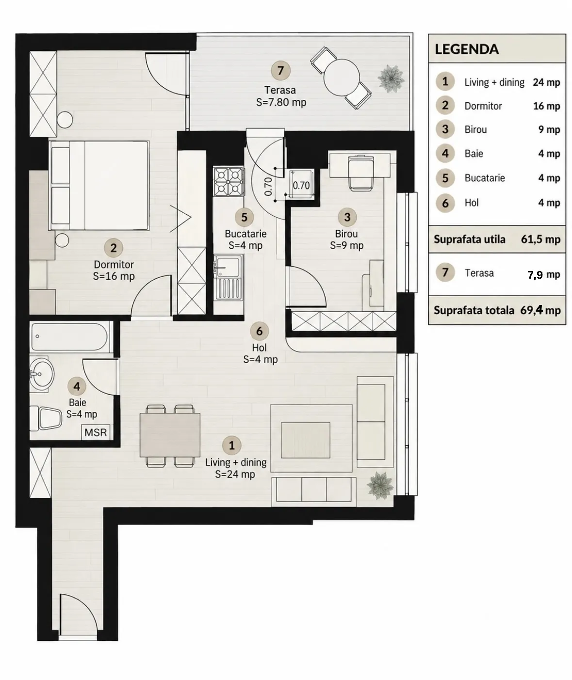 APARTAMENT CU 3 CAMERE - HERASTRAU - MOBILAT SI UTILAT  - 12/13