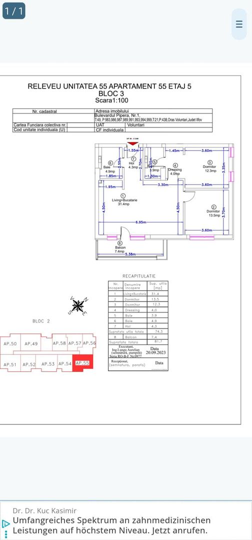 Apartament 3 Camere |MTM Lake Pipera | Etaj 5| Încălzire în Pardoseala - 13